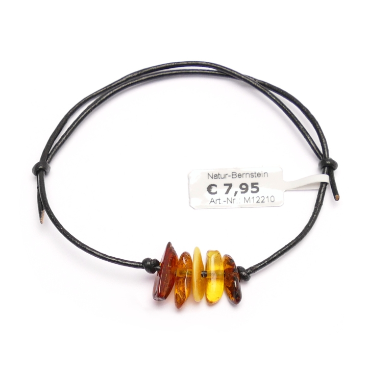 12210 Leder-Armband mit Bernsteinen
