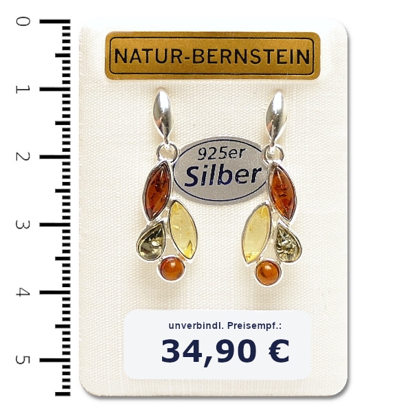 90255 Bernstein Ohrstecker, multicolor