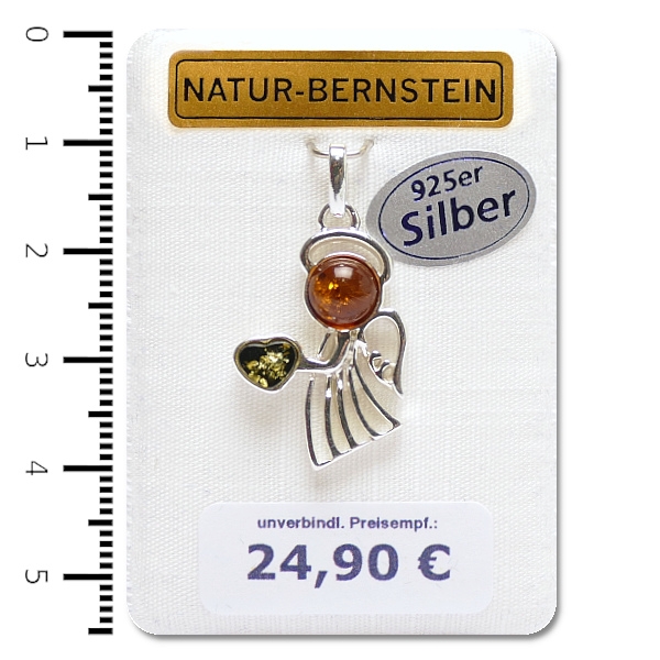 90290g Anhänger Engel mit Herz, cognac/grün