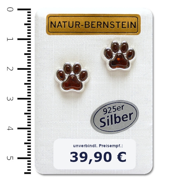 90563c Ohrstecker Pfote, cognac