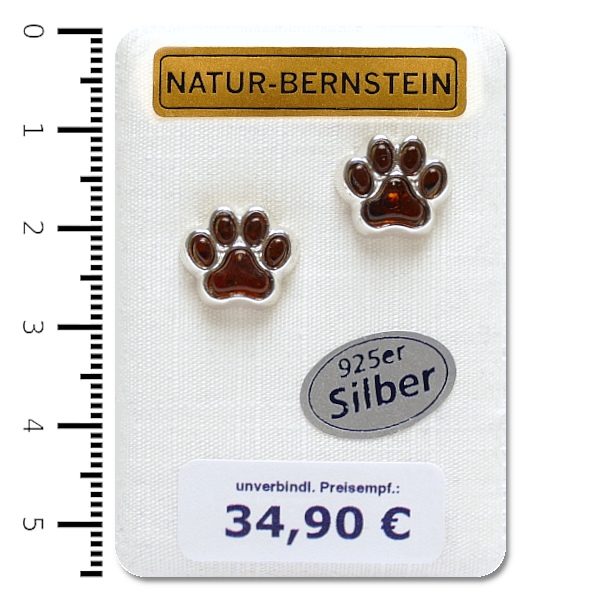 90563c Ohrstecker Pfote, cognac