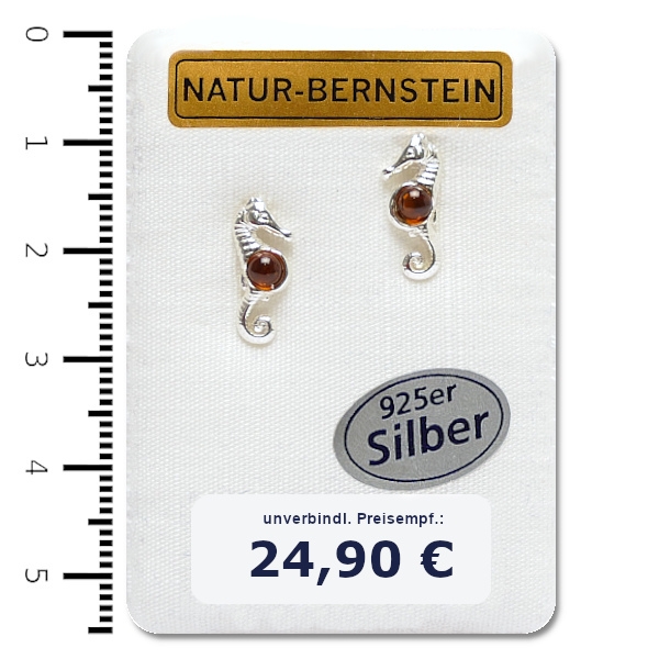 90979 Ohrstecker Seepferd, cognac