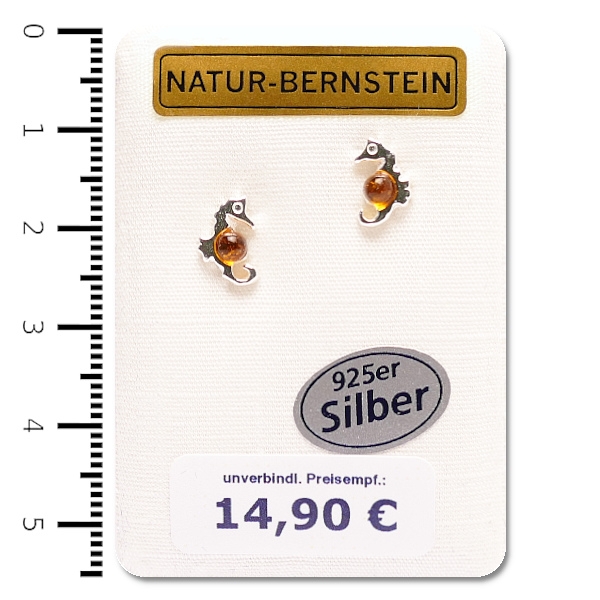91005 Ohrstecker Seepferdchen, cognac