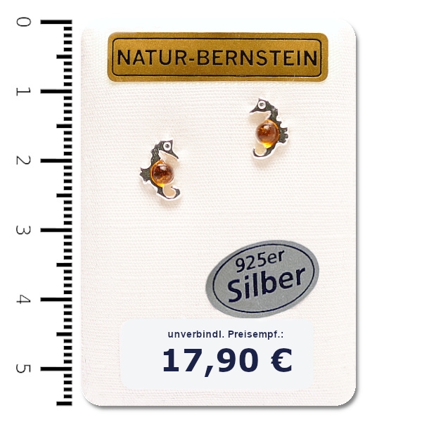 91005 Ohrstecker Seepferdchen, cognac
