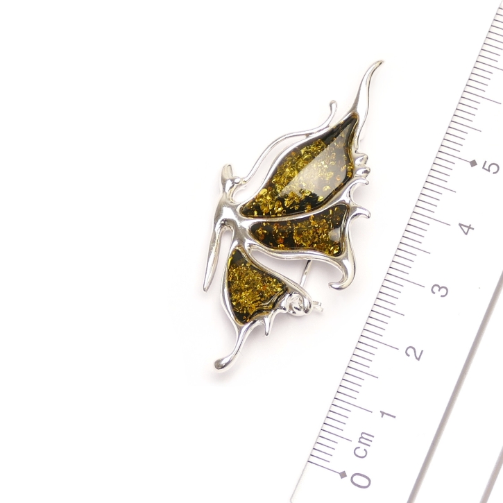 BS-006g Brosche Schmetterling grün