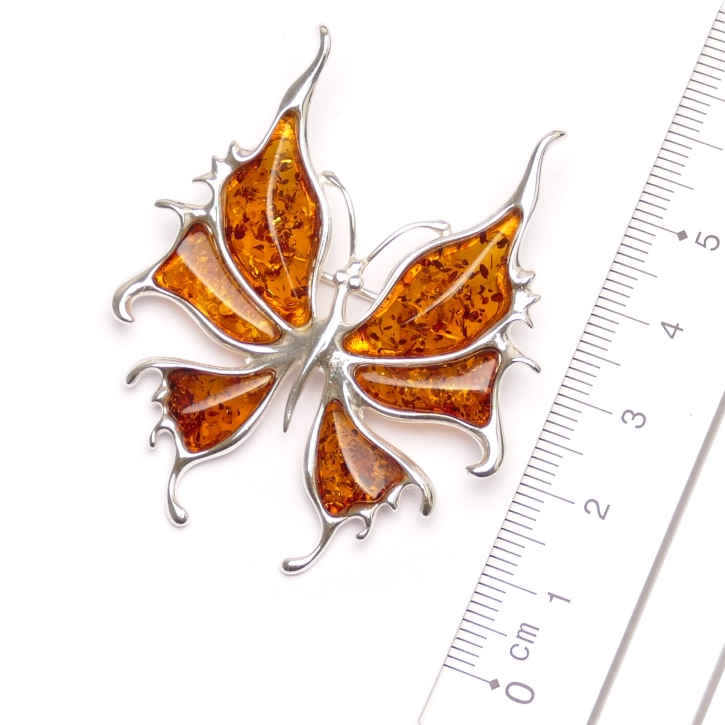 BS-013 Brosche Schmetterling cognac
