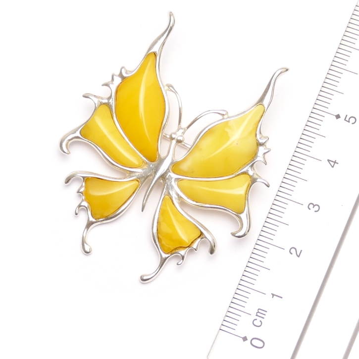 BS-013 Brosche Schmetterling milchig