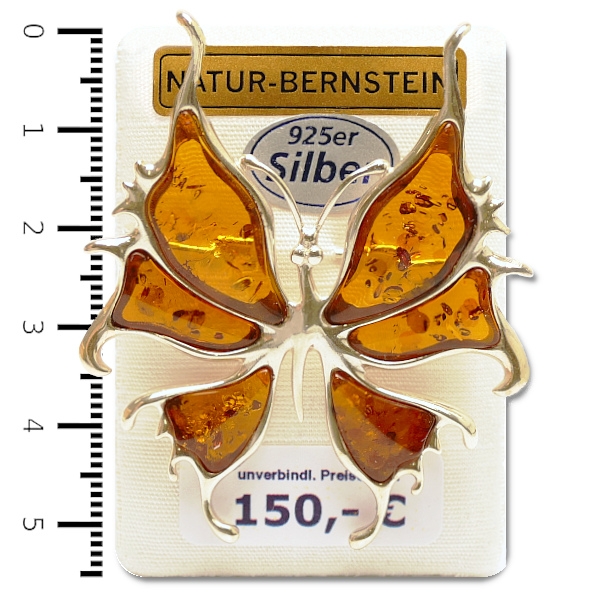BS-014c Brosche Schmetterling cognac