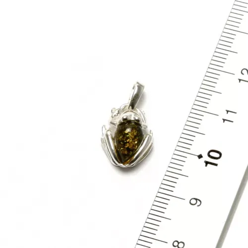 K439 Silber Anhänger, Frosch, grün