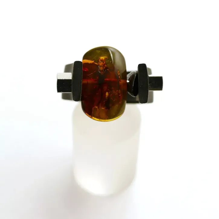 V37-12 Kautschuk Ring, cognac, Große 58-60