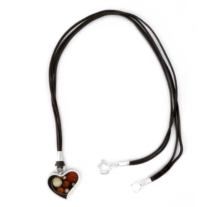 V54-15 Silber Collier mit Baumwollband, ca.45cm