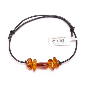 12210 Leder-Armband mit Bernsteinen