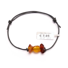 12210 Leder-Armband mit Bernsteinen