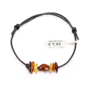 12210 Leder-Armband mit Bernsteinen