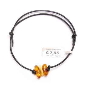 12210 Leder-Armband mit Bernsteinen